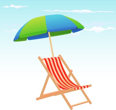 Beach chairs and umbrella clipart