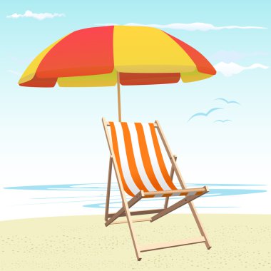 Beach chairs and umbrella clipart