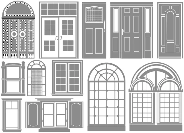 扉と窓のセット — ストックベクタ
