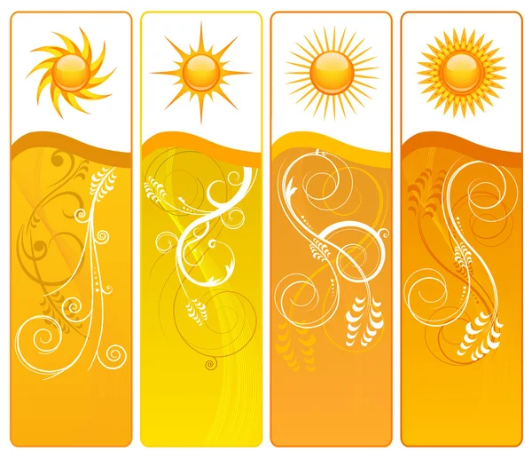 Floral sun labels — Stock Vector