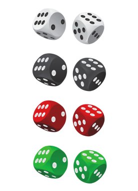 Dice set four color clipart