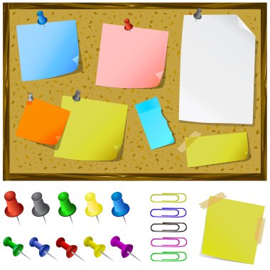 Notice board with post-it clipart
