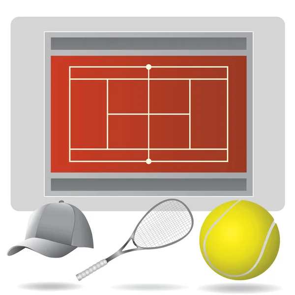 Campo de tenis y accesorios — Vector de stock