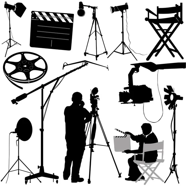 Objetos de filme e cinegrafista —  Vetores de Stock
