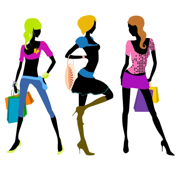 Shopping fille illustration — Image vectorielle