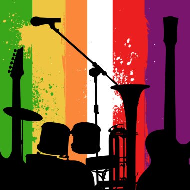 Music instruments grunge background clipart