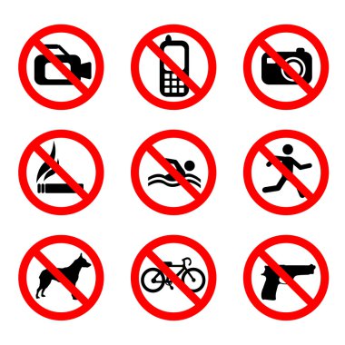 Prohibit sign set clipart