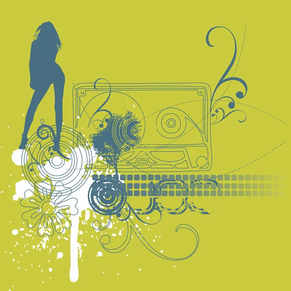 Musik girl bakgrund — Stock vektor