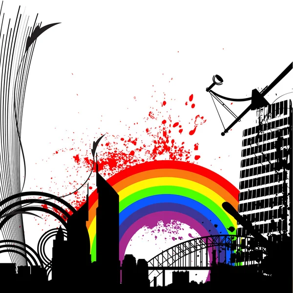 Rainbow city — Stockvector