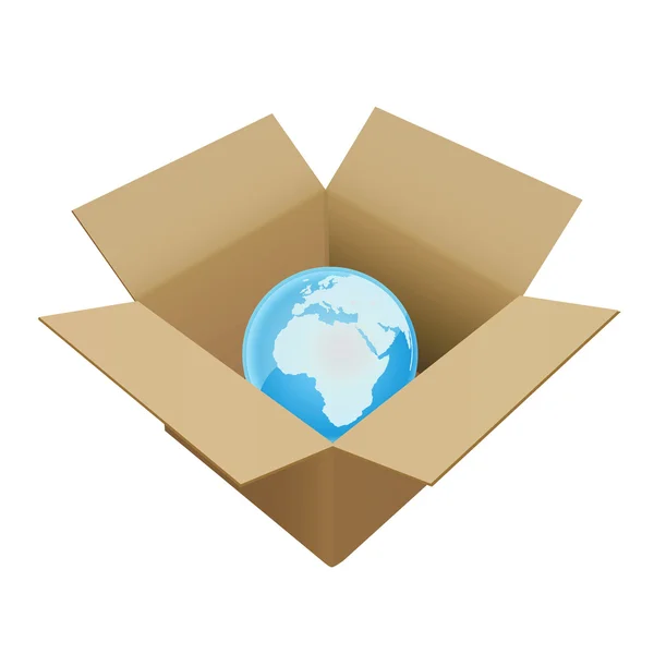 Caja de envío en el mundo — Archivo Imágenes Vectoriales
