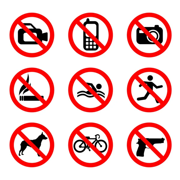 Prohibit sign set — Stock Vector