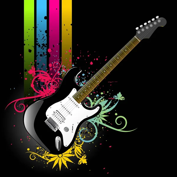 Цветочная гранж-гитара — стоковый вектор