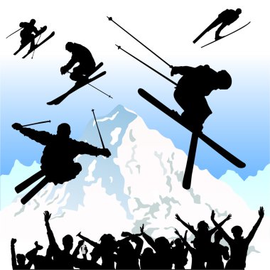 Ski silhouettes clipart