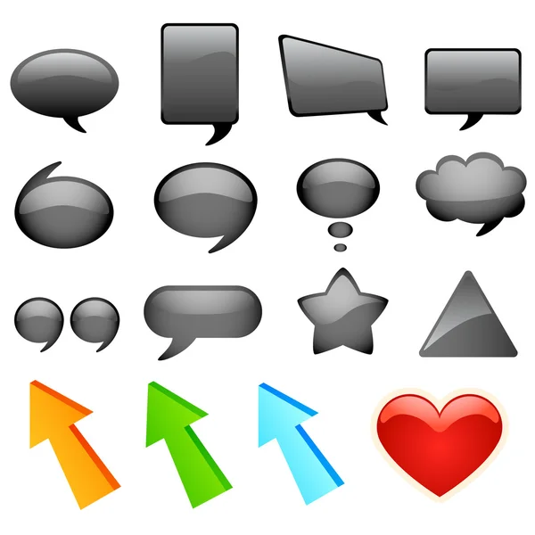 Bulles de dialogue et icônes — Image vectorielle
