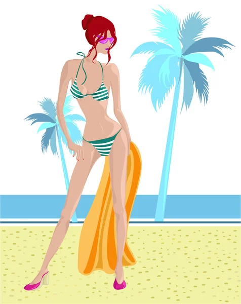 Пляжная девушка — стоковый вектор