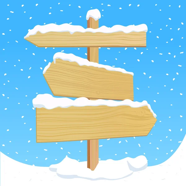 Дерев'яний знак зі сніговим ефектом — стоковий вектор
