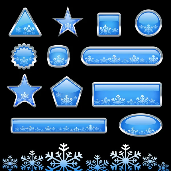 Botón con juego de copos de nieve — Archivo Imágenes Vectoriales