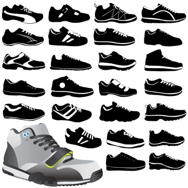 Fashion sport shoes set clipart