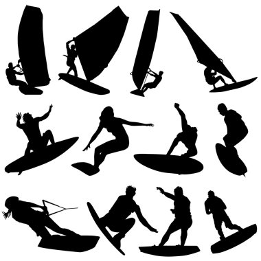 Wind surfing vector clipart