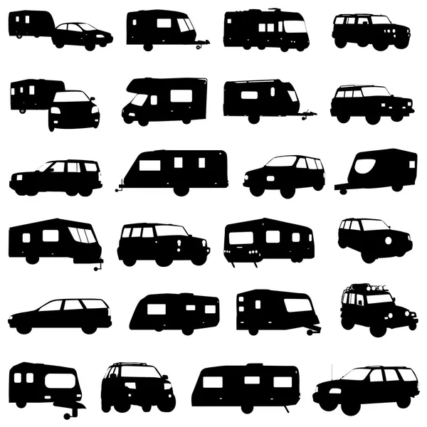 Caravana y jeep vector — Vector de stock