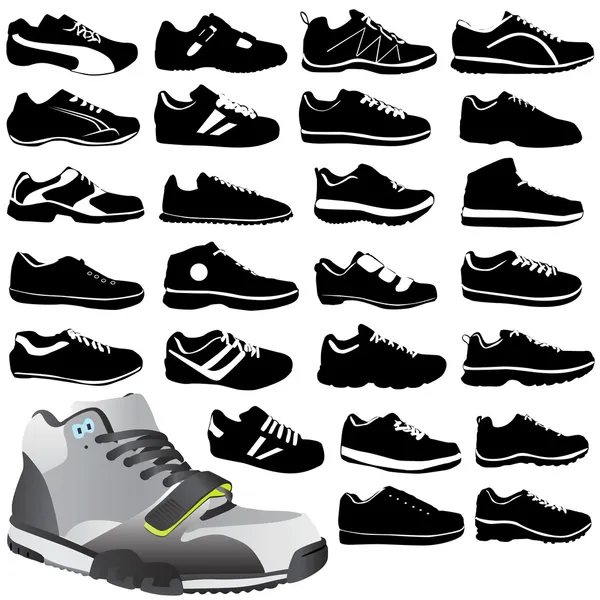 Juegos de zapatos deportivos de moda — Vector de stock