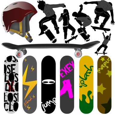 Skateboard set clipart
