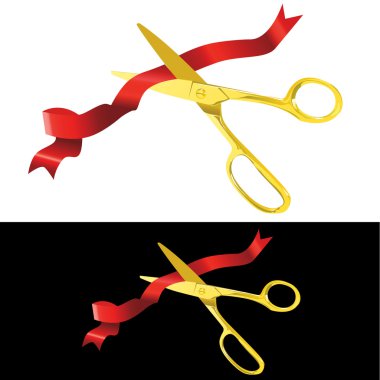 Scissors cutting a ribbon clipart
