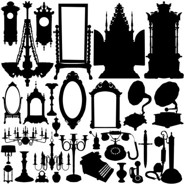 Antique furniture and objects clipart