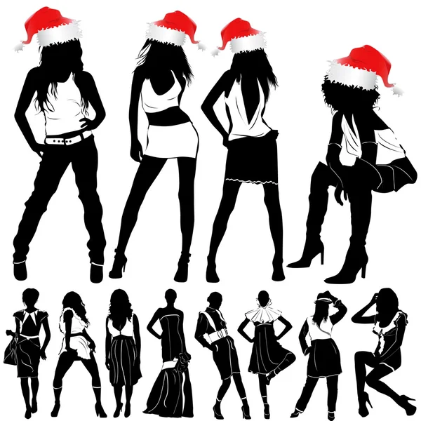 Christmas fashion sexy women — Stock Vector