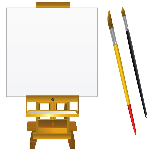 Canvas art board and brushes — Stock Vector