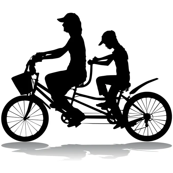 Familia montando en bicicleta — Archivo Imágenes Vectoriales