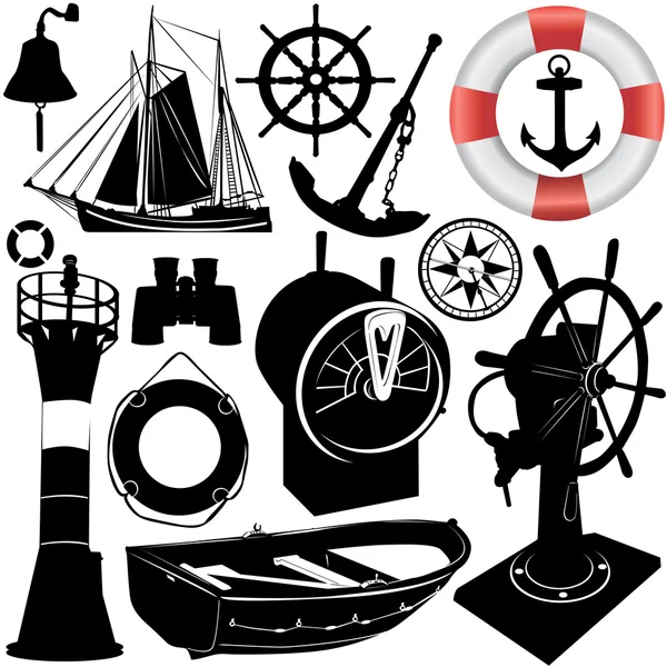 Sailing objects vector — Stock Vector