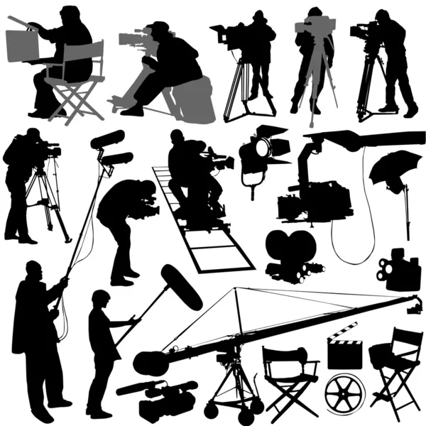 Cameraman en film set accessoires — Stockvector