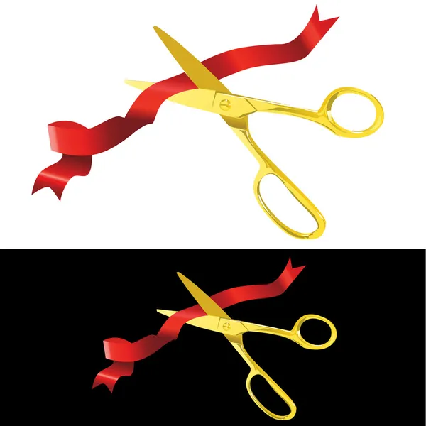 Scissors cutting a ribbon — Stock Vector