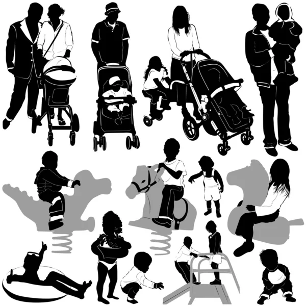 Familie und Kindergruppe — Stockvektor