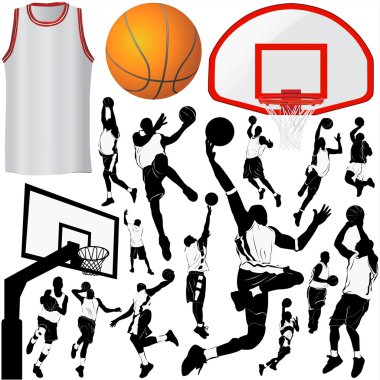 Basketball and equipments clipart