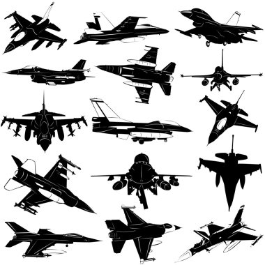 Military plane set clipart