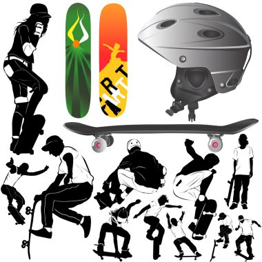 Skateboard set clipart