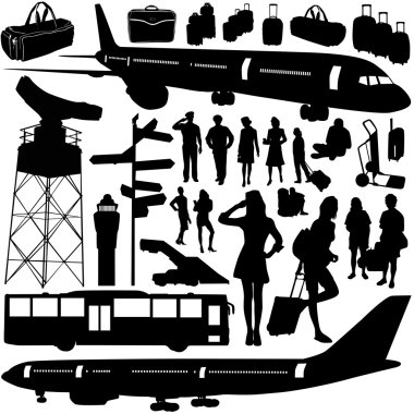 Airport, airplane set clipart