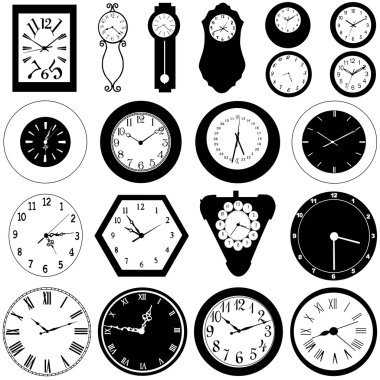 Collection of wall clock set clipart