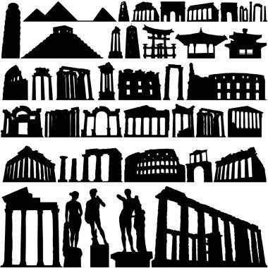 Historical building and city set clipart