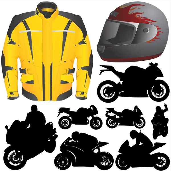 Carrera motocicleta conjunto — Archivo Imágenes Vectoriales