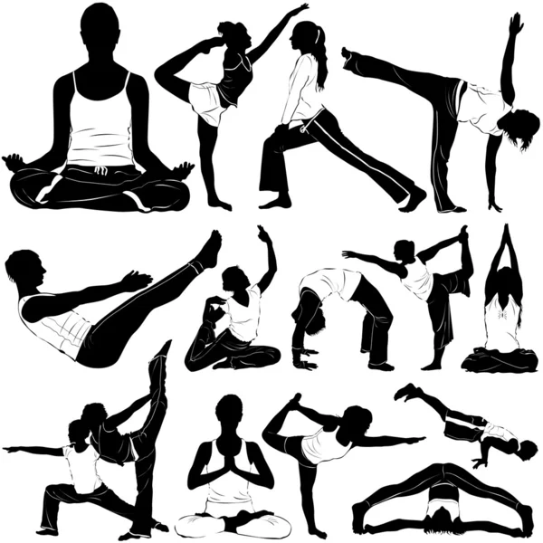 Conjunto de detalle de yoga y ropa — Archivo Imágenes Vectoriales