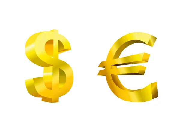 3D δολαρίου και ευρώ — Διανυσματικό Αρχείο