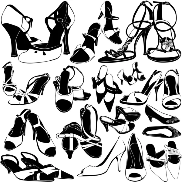 Γυναίκες παπούτσια λεπτομέρεια σύνολο — Διανυσματικό Αρχείο