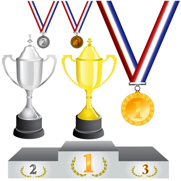 Nagrodę medal i Puchar zestaw — Wektor stockowy