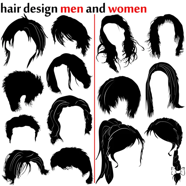 Woman and man hair design — Stock Vector
