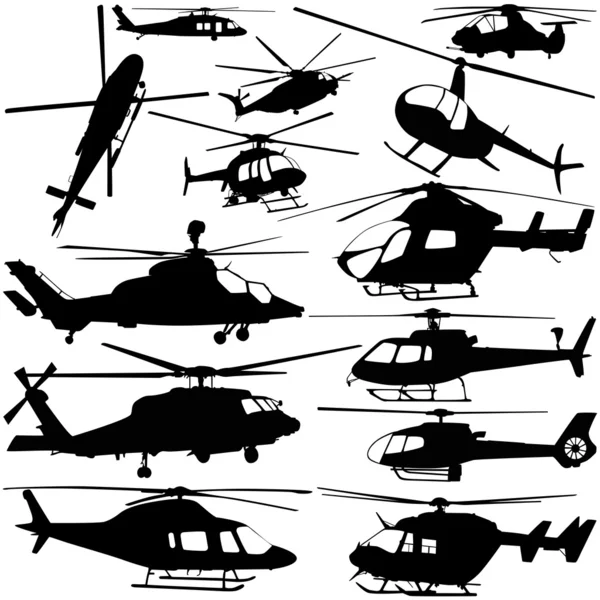 Helikopter készlet gyűjteménye — Stock Vector