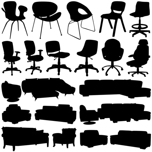 近代的なオフィスの椅子および肘掛け椅子 — ストックベクタ