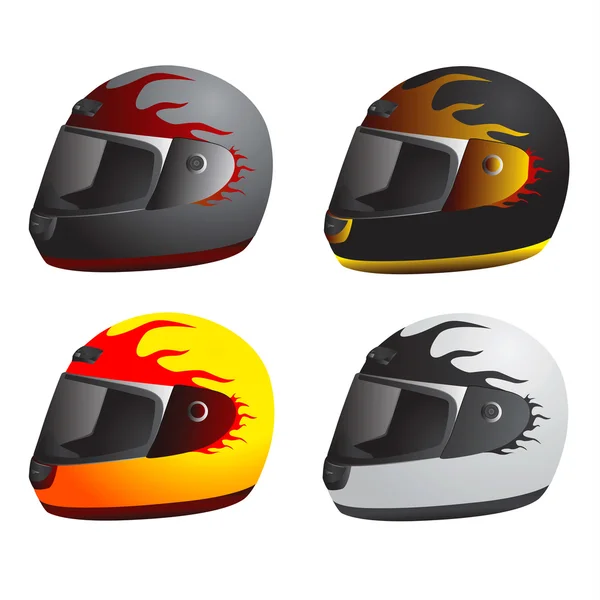 Conjunto de capacete de motocicleta — Vetor de Stock